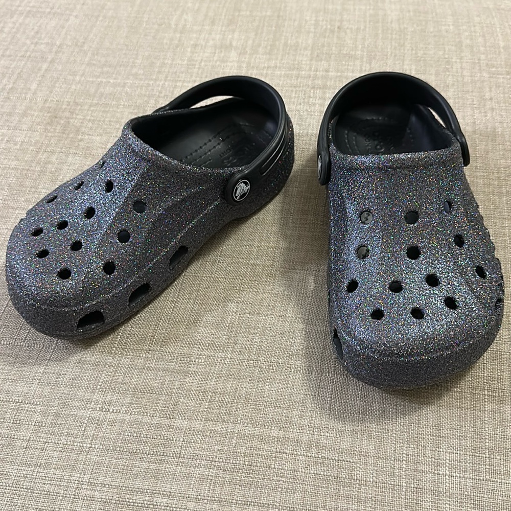 Crocs. Sparkly black size 1